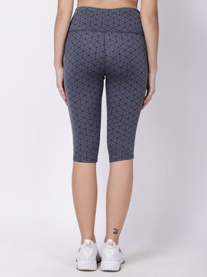 Grey Molecular Print Black Mesh Light Breeze Capri