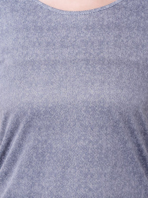 Navy Chequered Sexy Back Tee