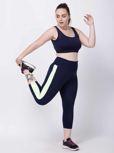 Navy Lime-Green Summer Breeze Capri