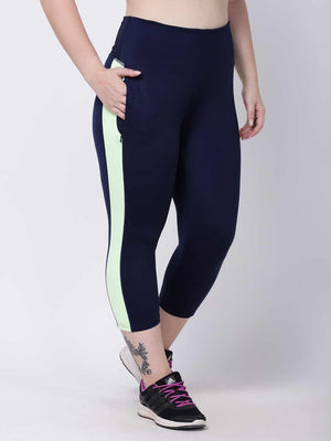 Navy Lime-Green Summer Breeze Capri