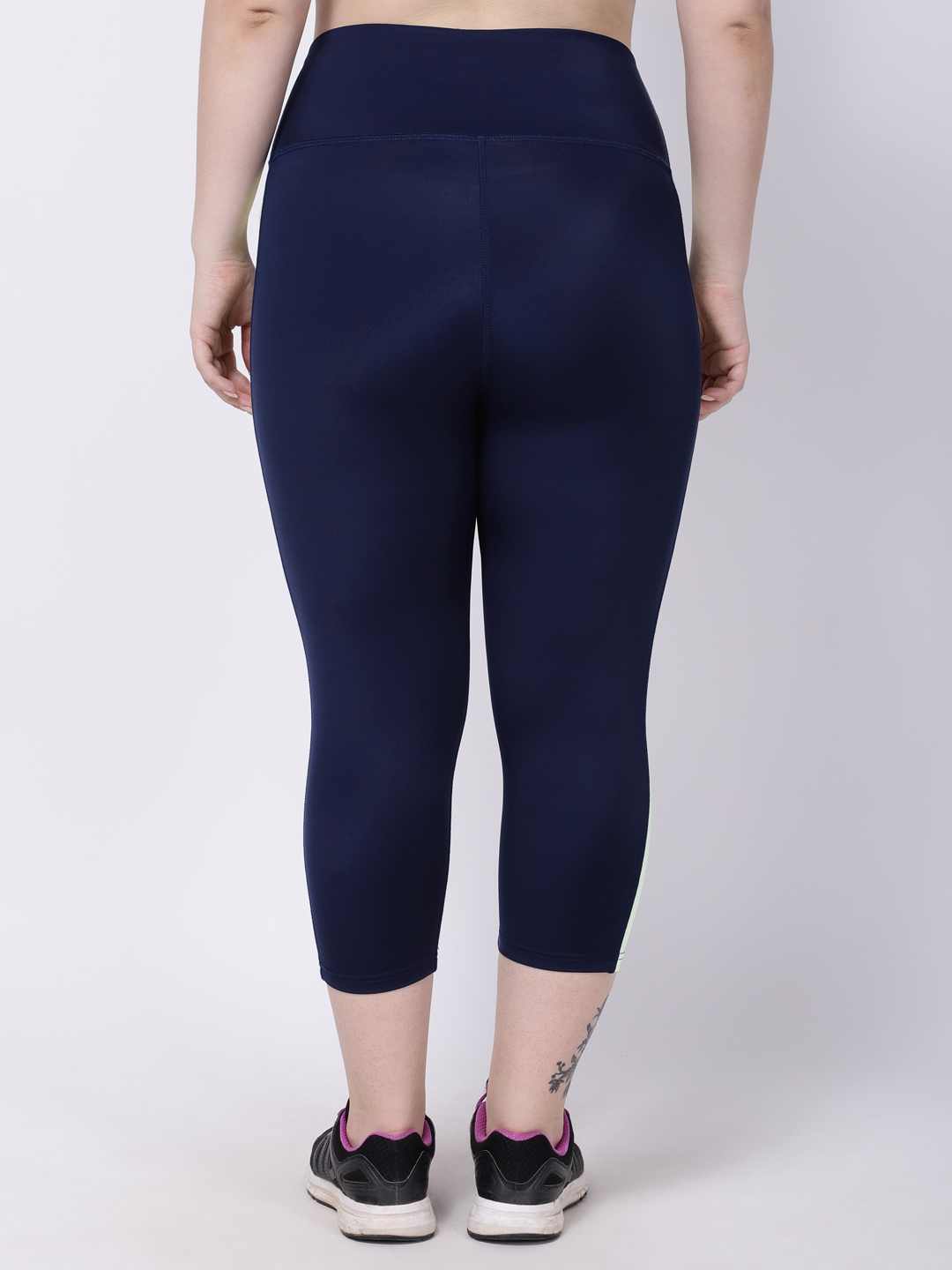 Navy Lime-Green Summer Breeze Capri