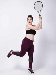 Wine Black Mesh Tres Chic Leggings