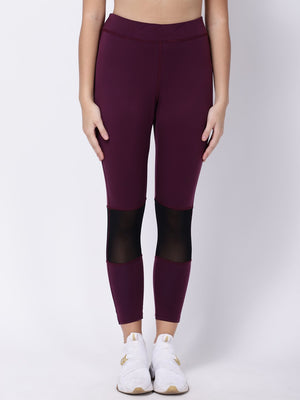 Wine Black Mesh Tres Chic Leggings